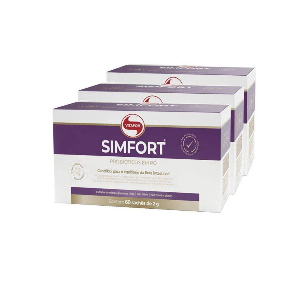 KIT 3 SIMFORT MIX DE PROBIóTICOS VITAFOR 60 SACHêS DE 2G