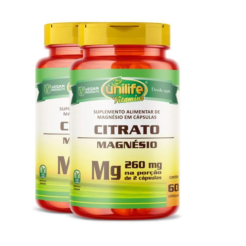 KIT 2 MAGNéSIO CITRATO UNILIFE 60 CáPSULAS