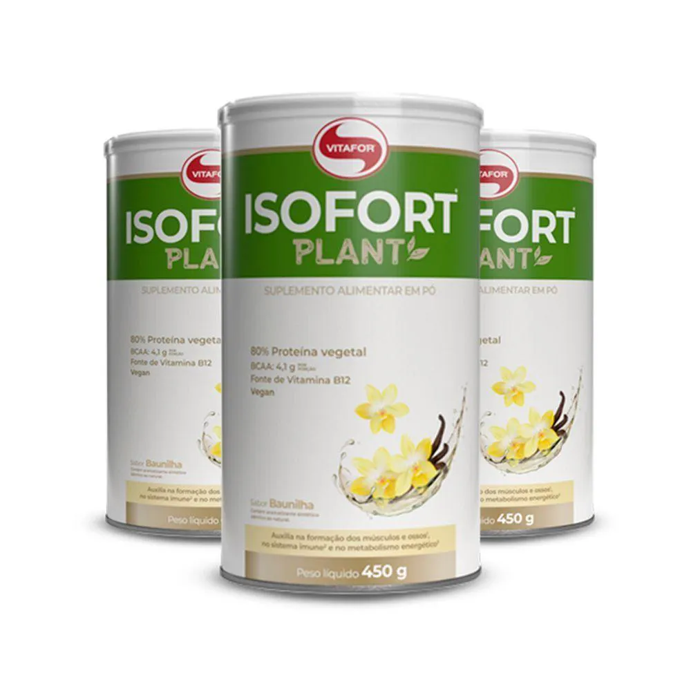 KIT 3 ISOFORT PLANT VITAFOR 450G BAUNILHA