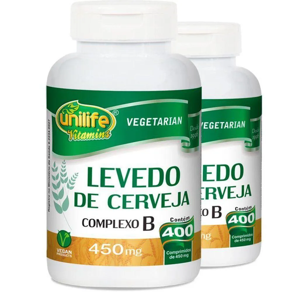 KIT 2 LEVEDO DE CERVEJA COMPLEXO B 400 COMPRIMIDOS UNILIFE