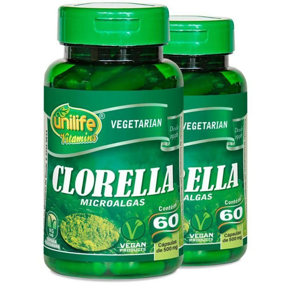 KIT 2 CLORELLA 500MG UNILIFE 60 CáPSULAS