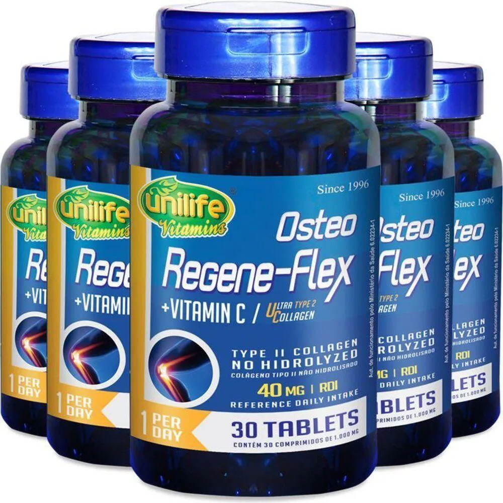 KIT 5 COLáGENO TIPO 2 II 40MG REGENEFLEX OSTEO UNILIFE