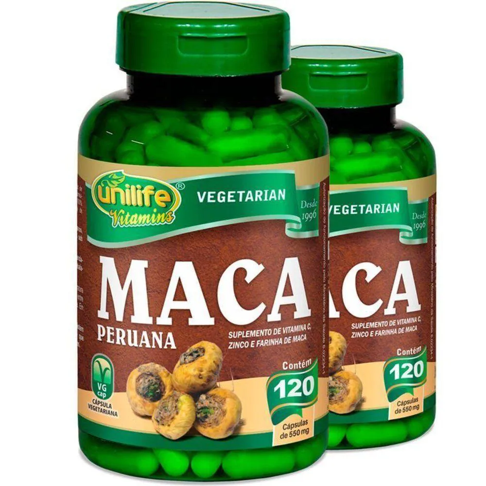 KIT 2 MACA PERUANA 550MG UNILIFE 120 CáPSULAS