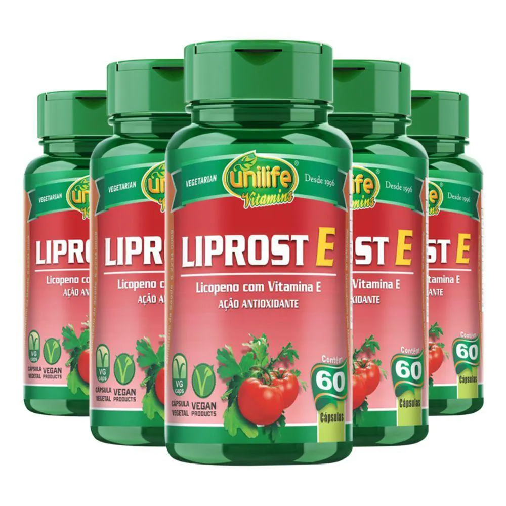 KIT 5 LIPROST´E LICOPENO COM VITAMINA E UNILIFE 60 CáPSULAS