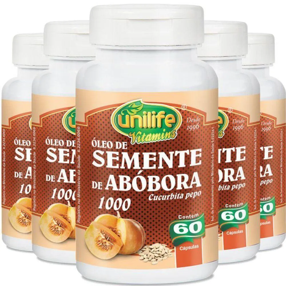 KIT 5 ÓLEO DE SEMENTE DE ABóBORA UNILIFE 60 CáPSULAS