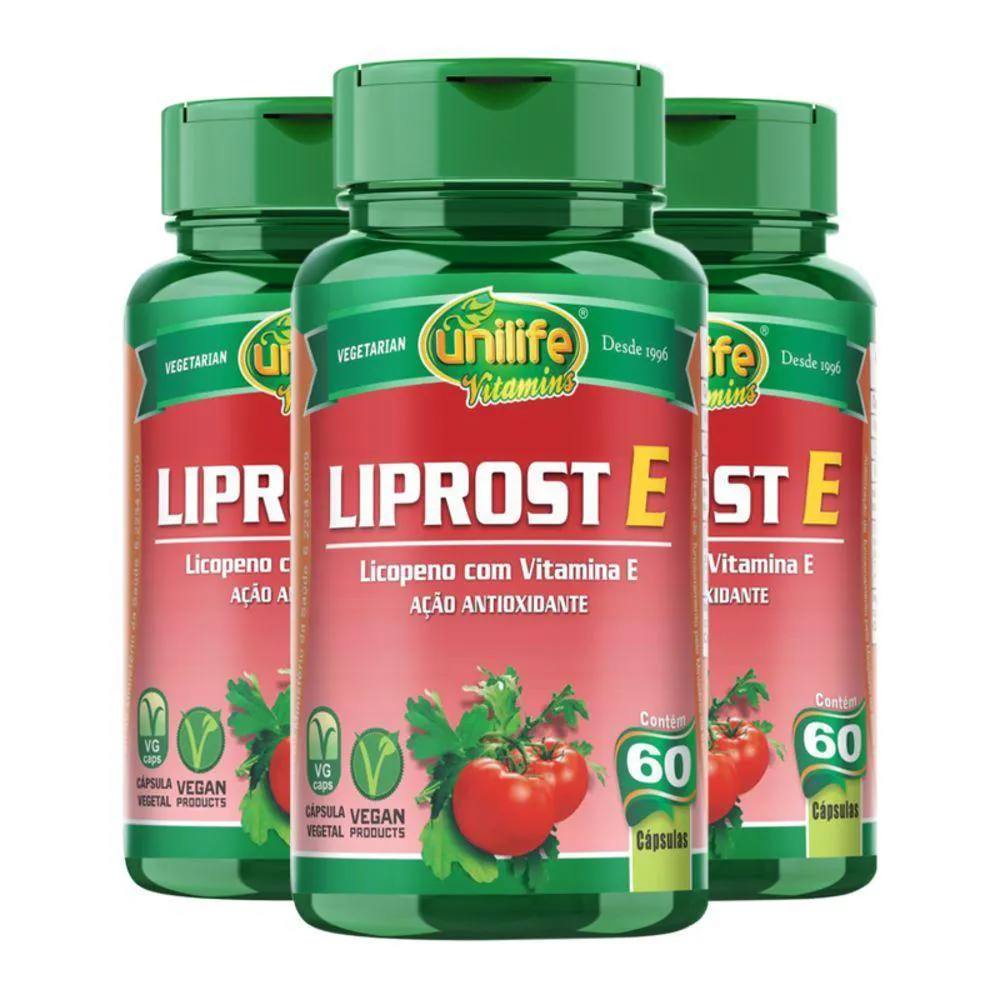 KIT 3 LIPROST´E LICOPENO COM VITAMINA E UNILIFE 60 CáPSULAS