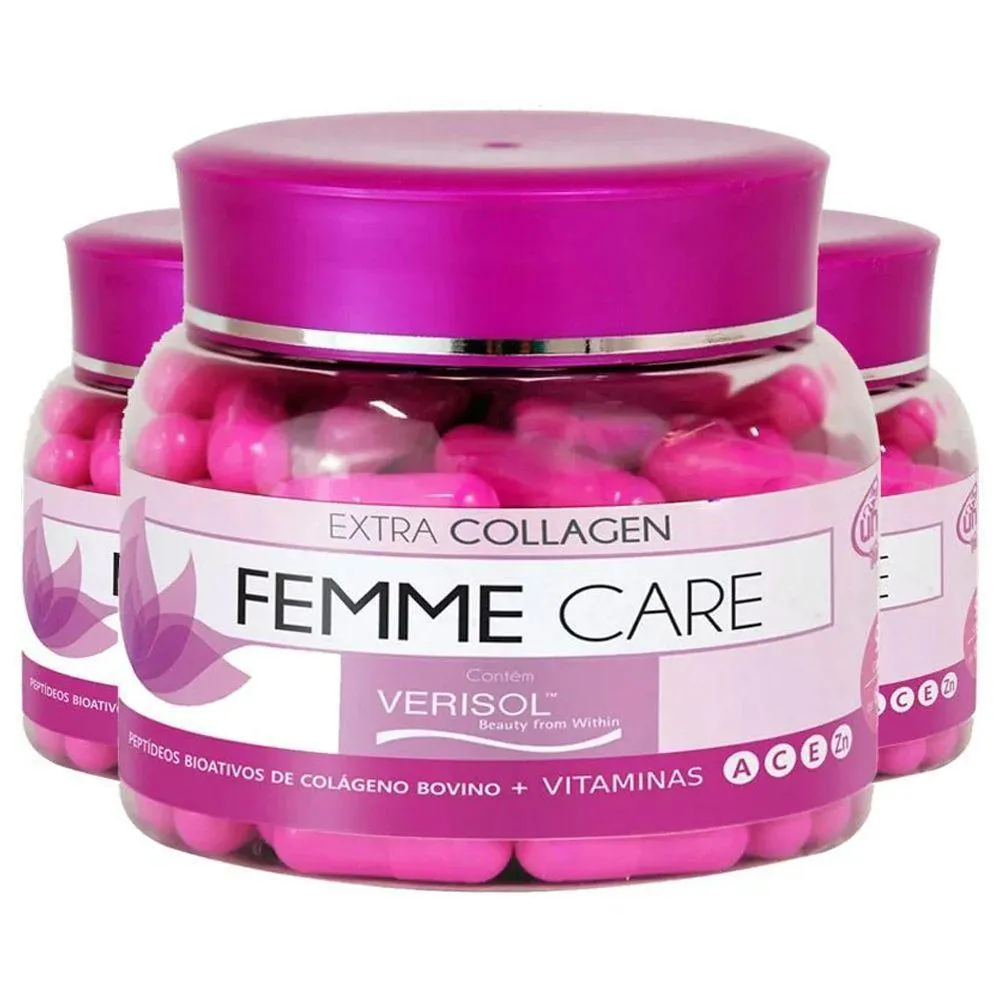 KIT 3 COLáGENO FEMME CARE VERISOL BOVINO UNILIFE 90 CáPSULAS