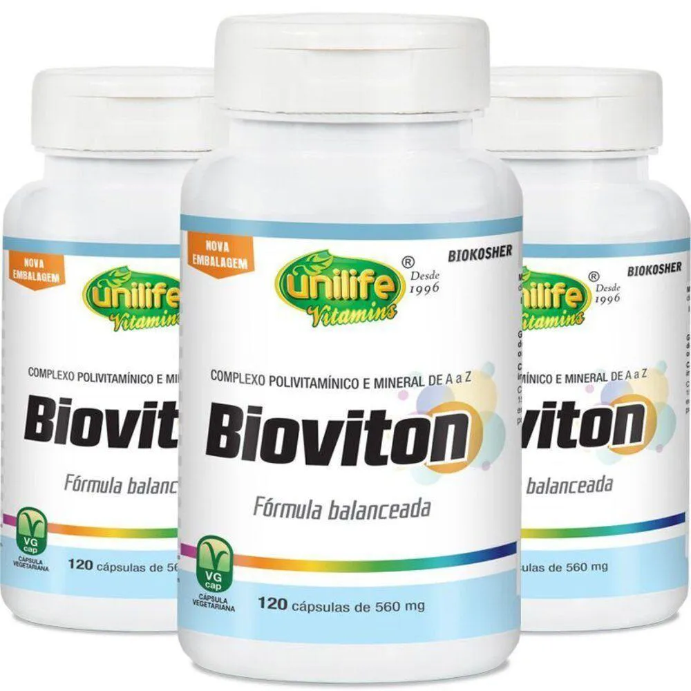 KIT 3 BIOVITON MULTIVITAMíNICO 120 CáPSULAS UNILIFE