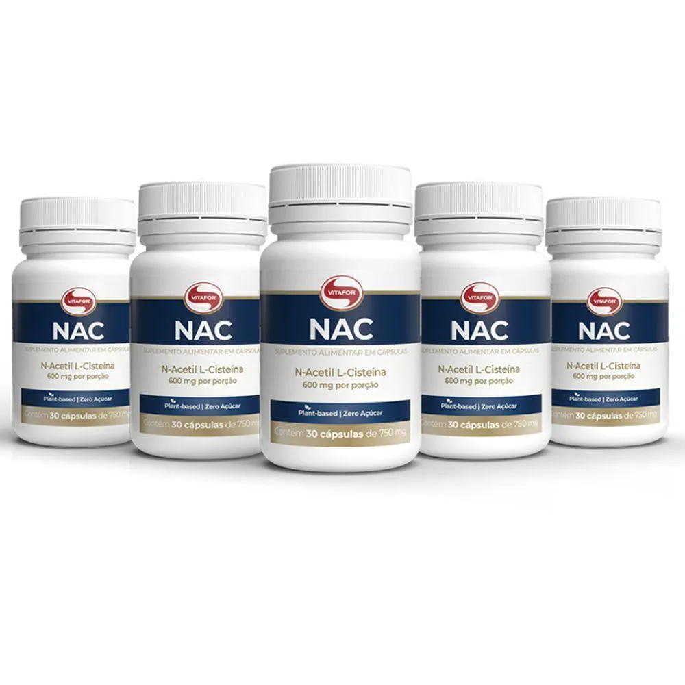 KIT 5 NAC N-ACETIL L-CISTEíNA 600MG VITAFOR 30 CáPSULAS