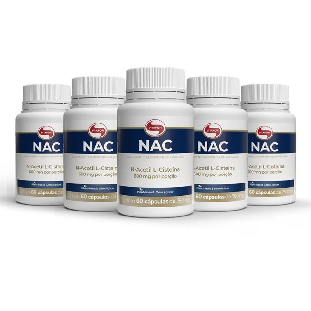KIT 5 NAC N-ACETIL L-CISTEíNA 600MG VITAFOR 60 CáPSULAS
