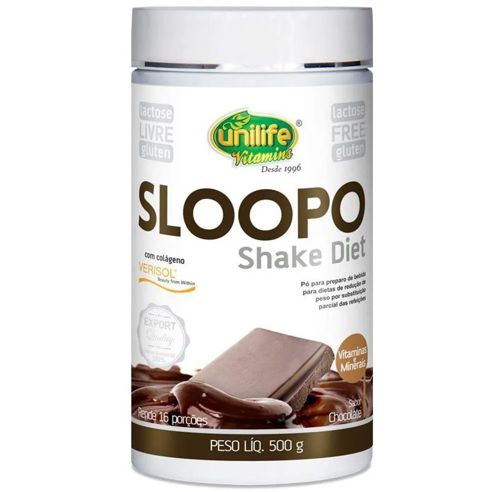 SLOOPO SHAKE DIET COM COLAGENO 400G SABOR CHOCOLATE UNILIFE