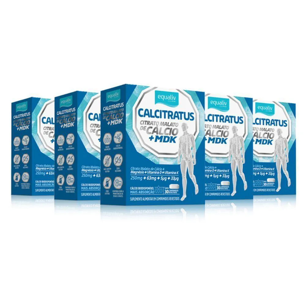 KIT 5 CALCITRATUS+MDK CITRATO MALATO DE CáLCIO 30CáPS