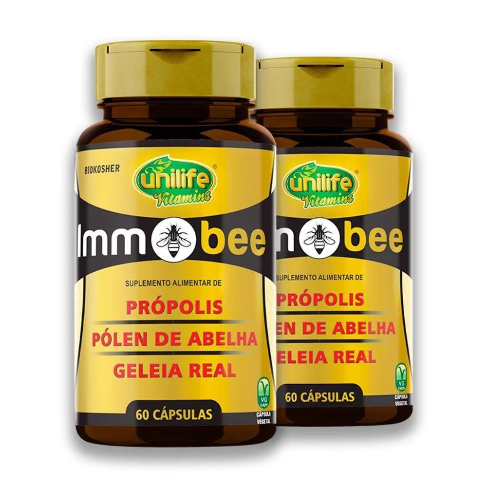 KIT 2 IMMOBEE PRóPOLIS, PóLEN DE ABELHA E GELEIA REAL 60CáPS