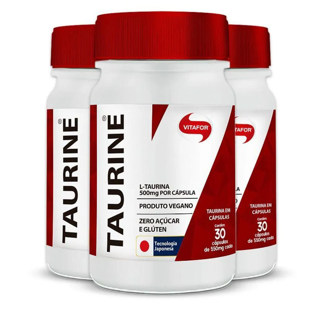 KIT 3 TAURINE 500MG VITAFOR 30 CáPSULAS