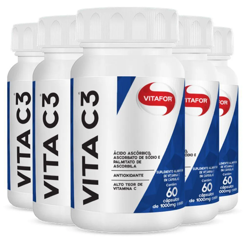 KIT 5 VITA C3 VITAMINA C VITAFOR COM 60CáPS