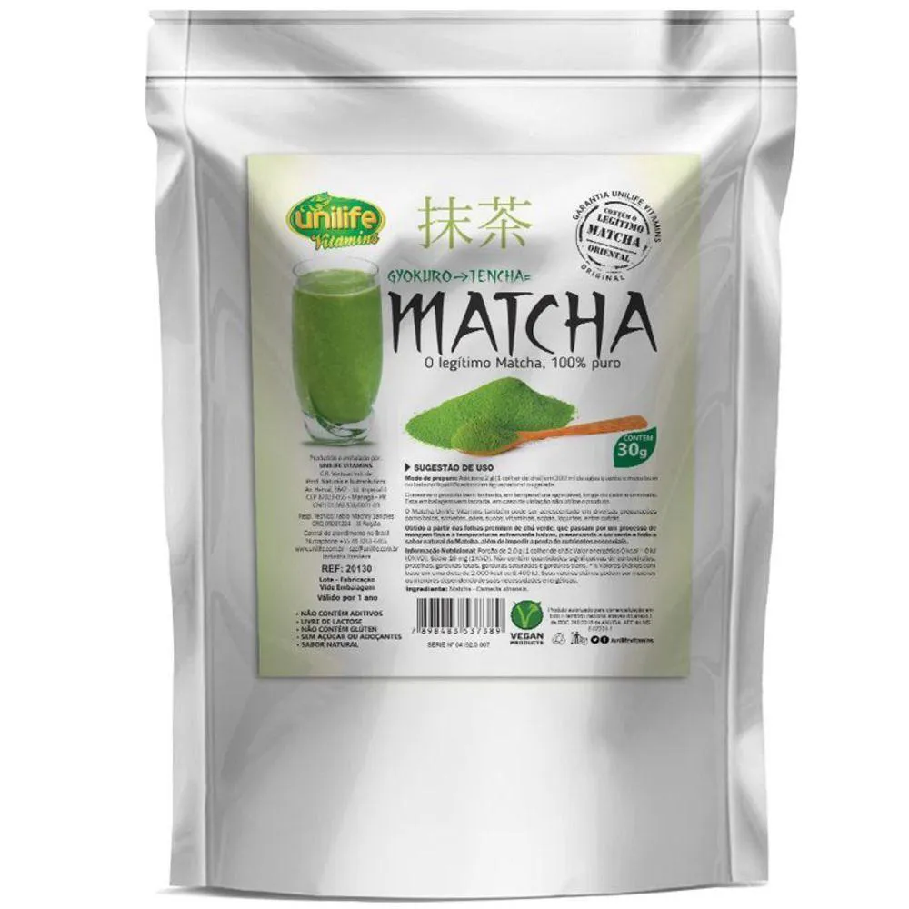 MATCHA PURO E ORGANICO SóLUVEL 30G UNILIFE