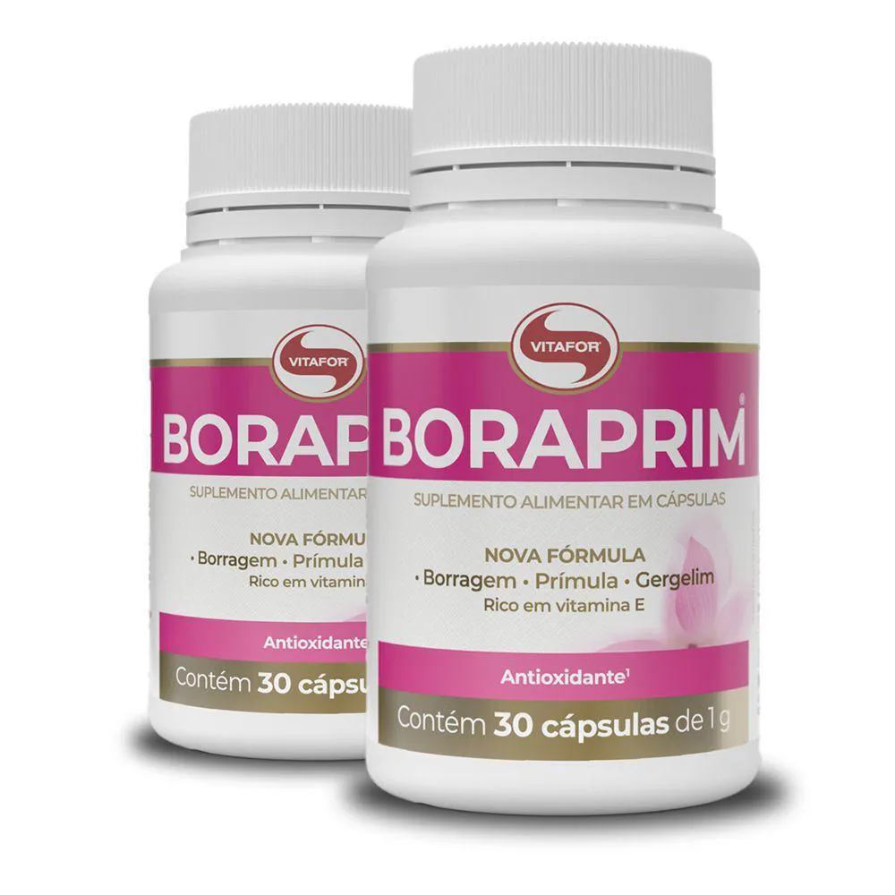 KIT 2 ÓLEO DE BORRAGEM E PRíMULA 1G BORAPRIM VITAFOR 30CáPS