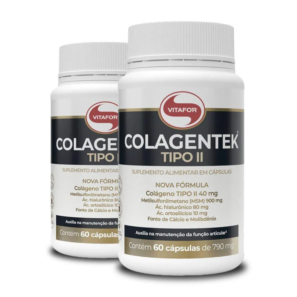 KIT 2 COLAGENTEK VITAFOR TIPO II 60 CáPSULAS 790MG