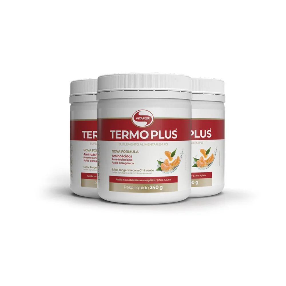 KIT 3 TERMOPLUS DA VITAFOR 240G SABOR TANGERINA COM CHá VERDE