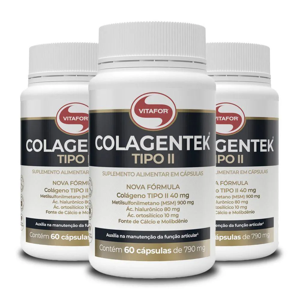KIT 3 COLAGENTEK VITAFOR TIPO II 60 CáPSULAS 790MG