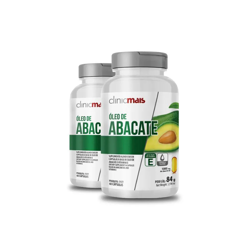 KIT 2 óLEO DE ABACATE CLINIC MAIS 60 CáPSULAS 1000MG 84G