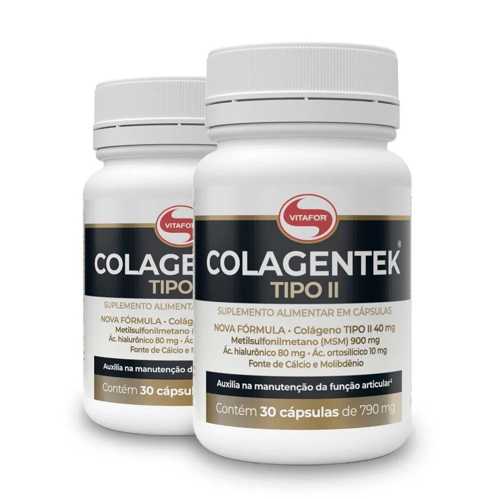 KIT 2 COLáGENO TIPO 2 COLAGENTEK VITAFOR 30 CáPSULAS