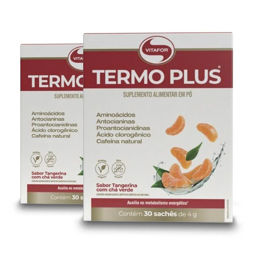KIT 2 TERMO PLUS VITAFOR TANGERINA E CHá VERDE 30 SACHêS 4G