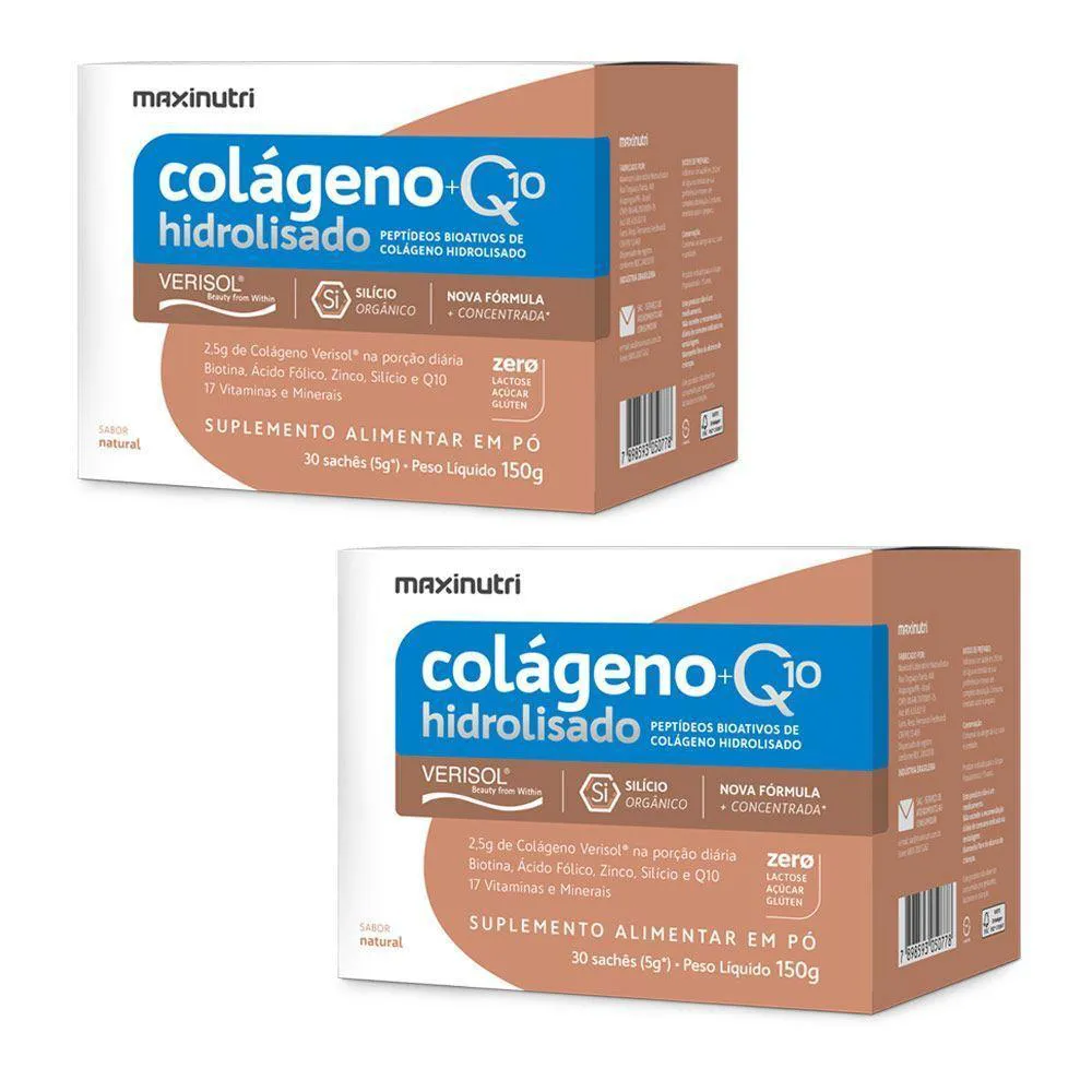 KIT 2 COLáGENOS VERISOL MAXINUTRI SACHêS 30X5G + Q10 NATURAL