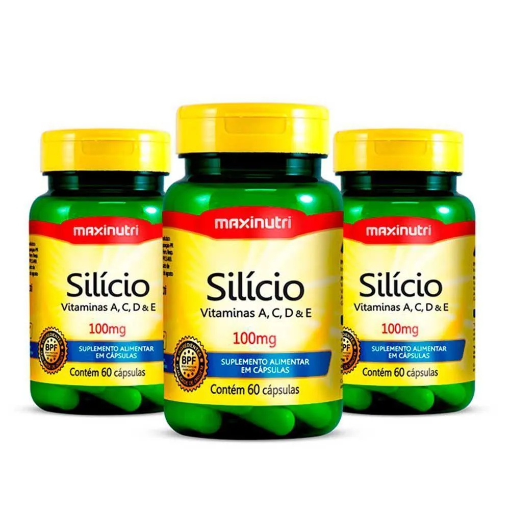 KIT 03 SILíCIO VITAMINAS ACDE MAXINUTRI 60 CAPSULAS