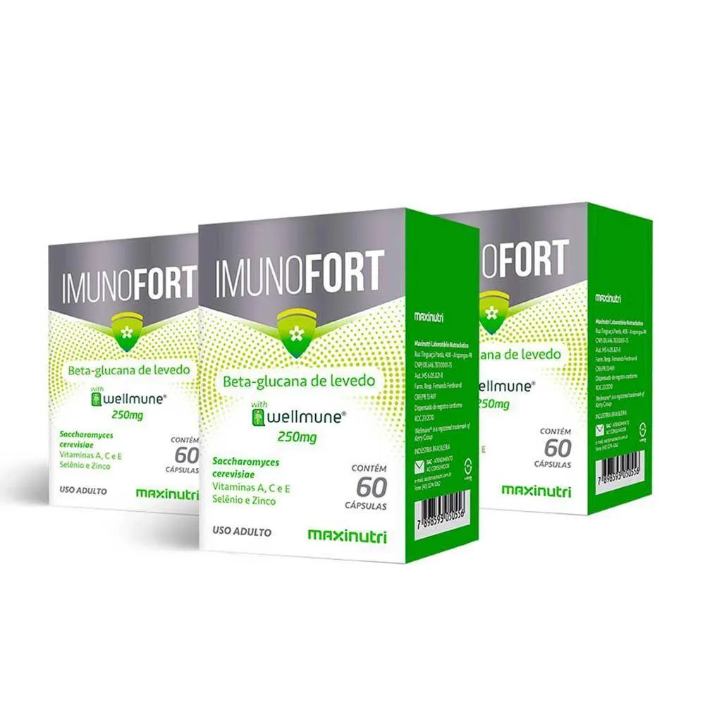 KIT 03 IMUNOFORT WELLMUNE VITAMINAS 250MG MAXINUTRI 60 CAP