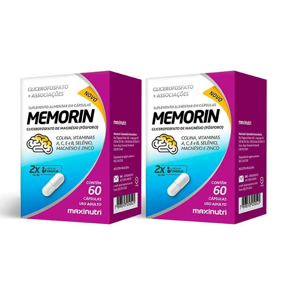 KIT 02 MEMORIN FOSFORO E VITAMINAS MAXINUTRI 60 CAPSULAS