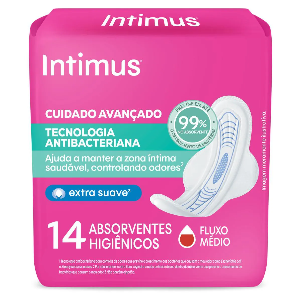 Absorvente Intimus Tecnologia Antibacteriana Com Abas com 14 unidades