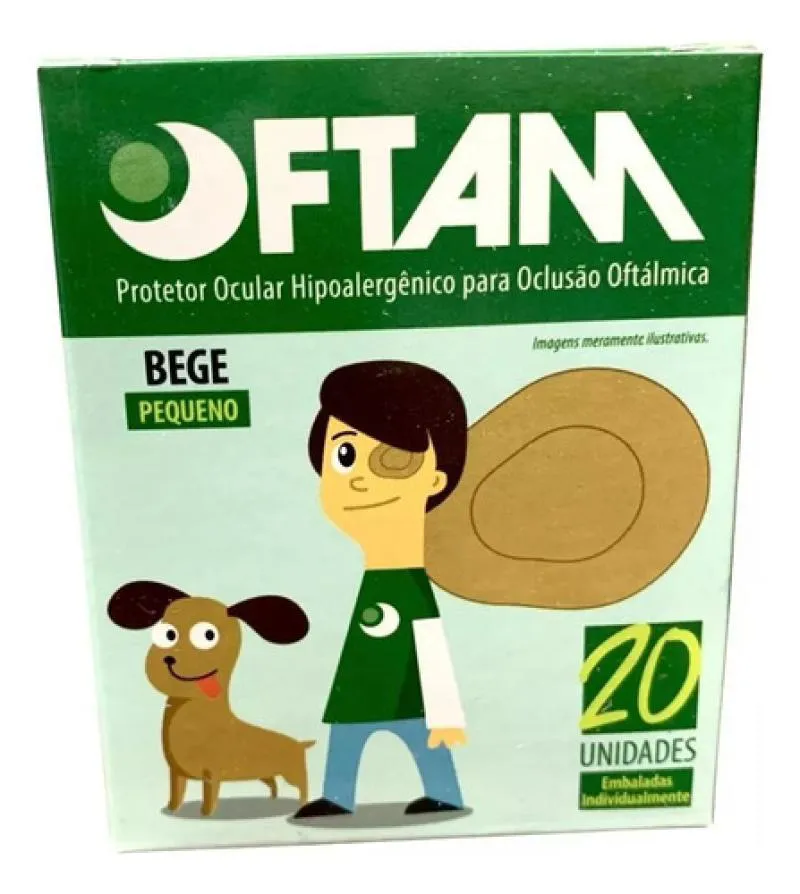 TAMPãO TAPA OLHO PROTETOR OCULAR OFTAM BEGE PEQUENO 20UN