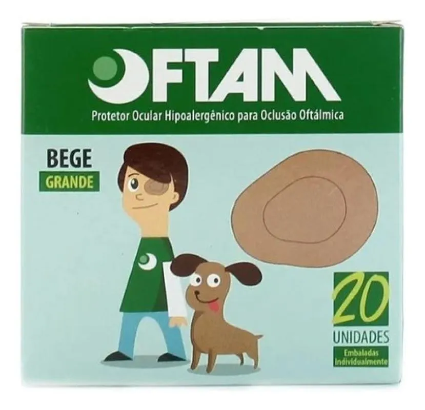 TAMPãO TAPA OLHO PROTETOR OCULAR OFTAM BEGE GRANDE 20UN