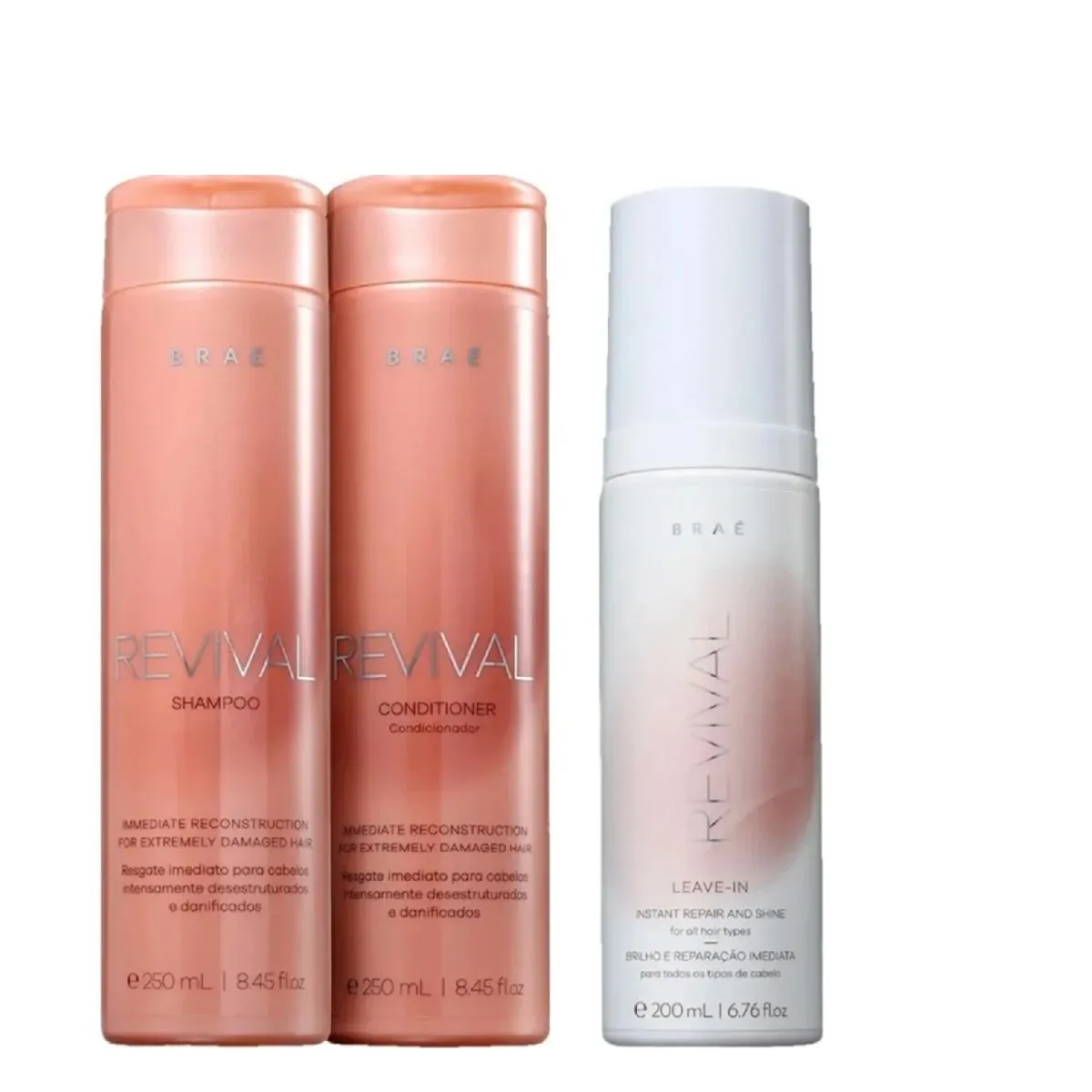 KIT BRAé REVIVAL - SHAMPOO 250ML + CONDICIONADOR 250ML + LEAVE-IN REVIVAL 200ML