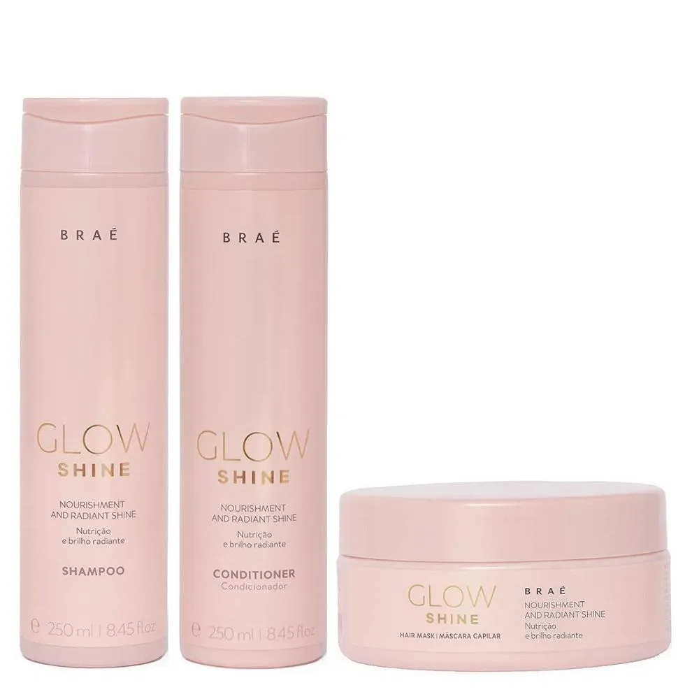 KIT BRAé GLOW SHINE SHAMPOO 250ML + SHAMPOO 250ML + MáSCARA 200G