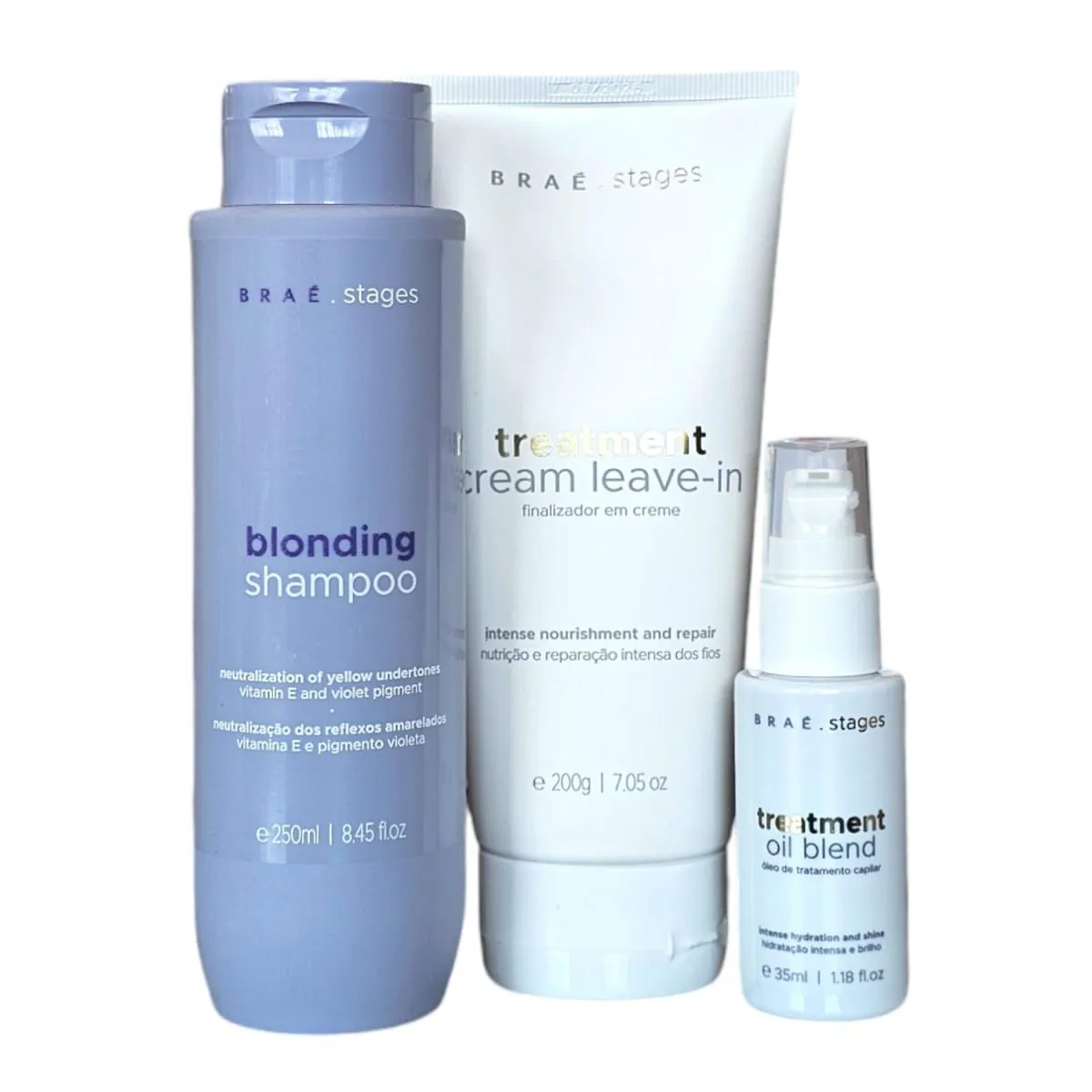 KIT BRAé STAGES BLONDING - SHAMPOO 250ML + CREME LEAVE-IN 200G + OIL BLEND 35ML