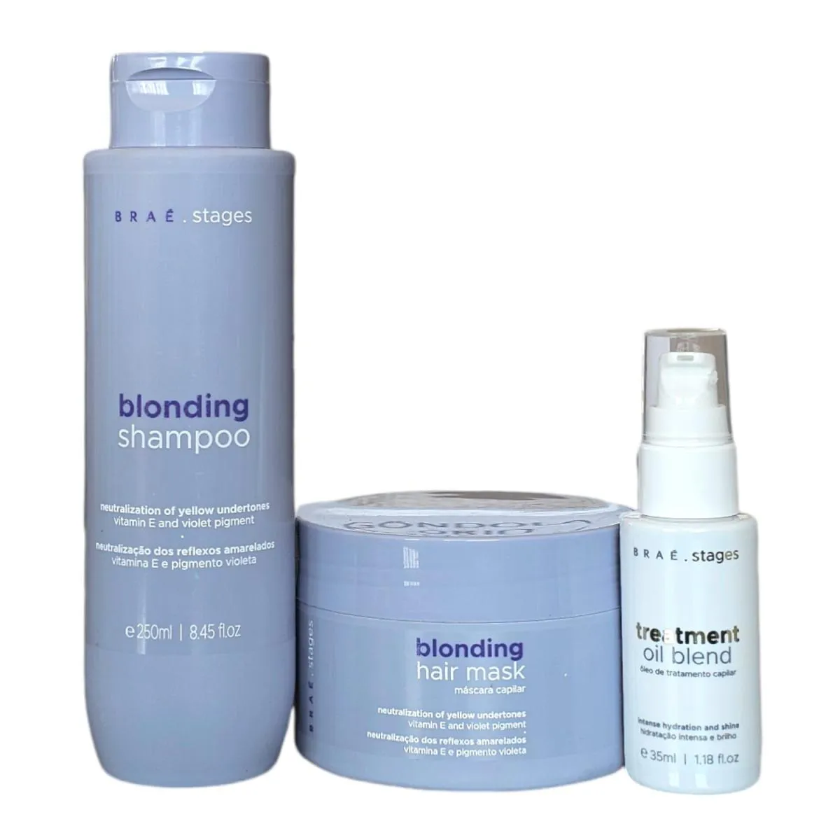 KIT BRAé STAGES BLONDING - SHAMPOO 250ML + MáSCARA 200G + TREATMENT OIL BLEND 35ML