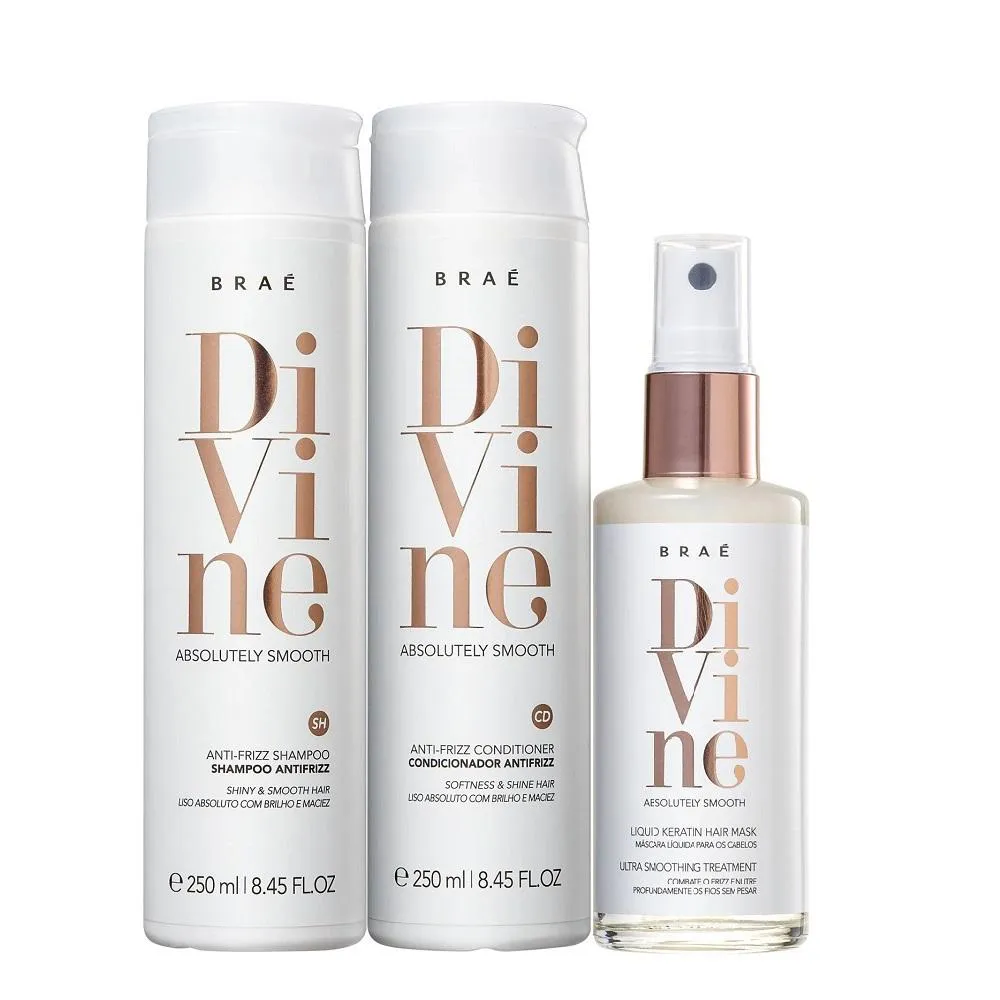 KIT BRAé DIVINE TRIO - SHAMPOO 250ML + CONDICIONADOR 250ML + MáSCARA LíQUIDA 60ML