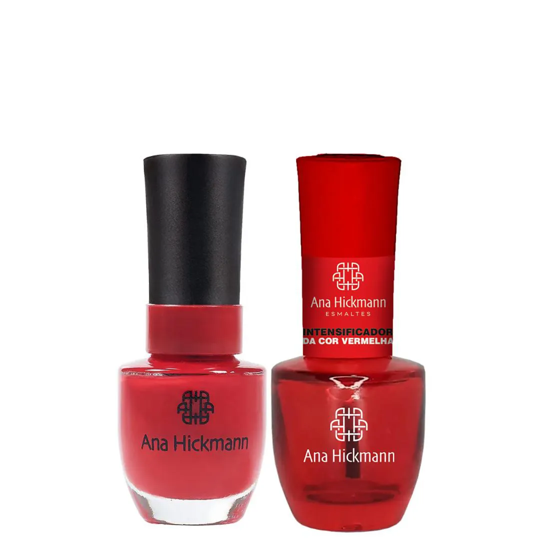 ANA HICKMANN KIT DE ESMALTE COR VERMELHO AMOR + INTENSIFICADOR DA COR VERMELHA