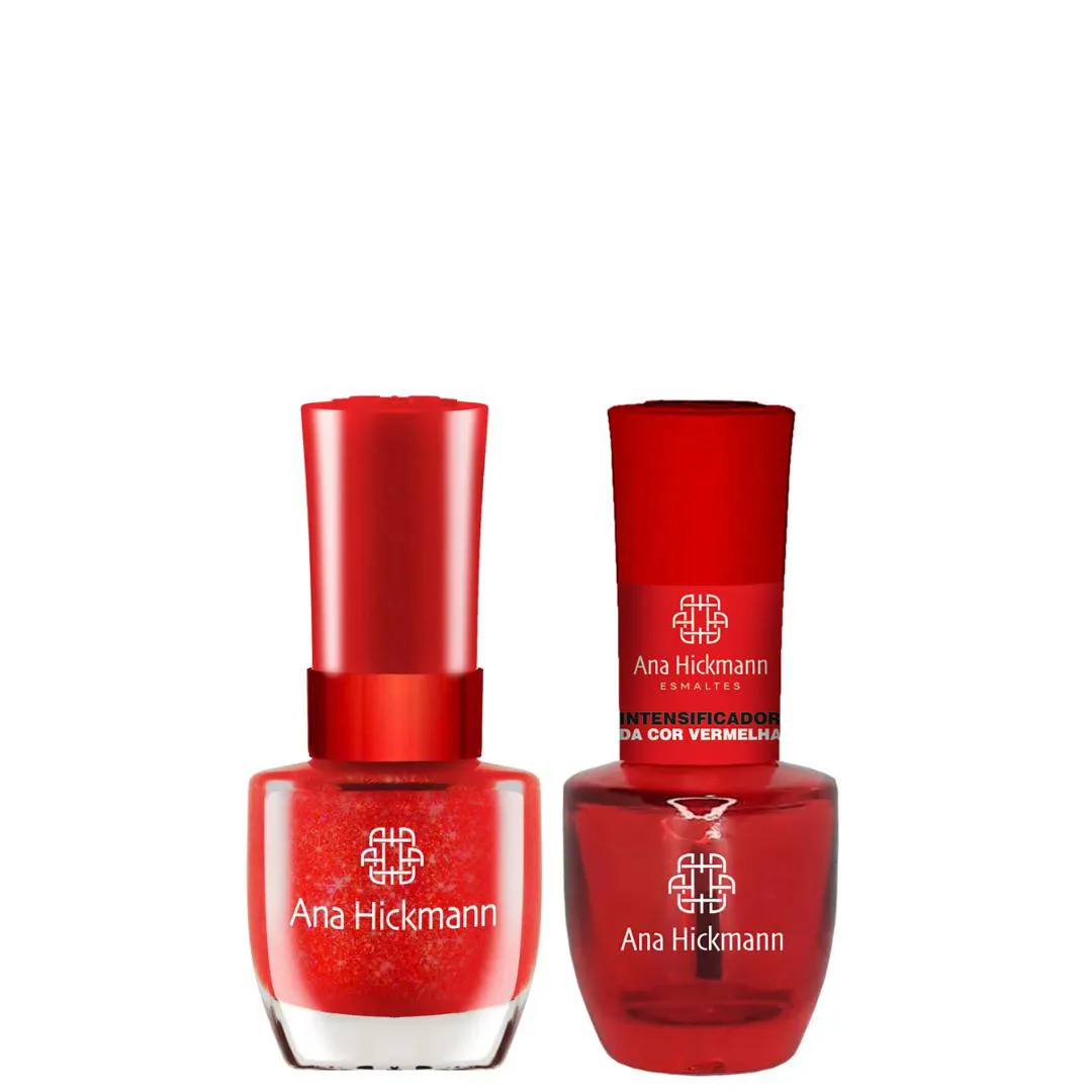 ANA HICKMANN KIT DE ESMALTE COR BRILHO DA FESTA + INTENSIFICADOR DA COR VERMELHA