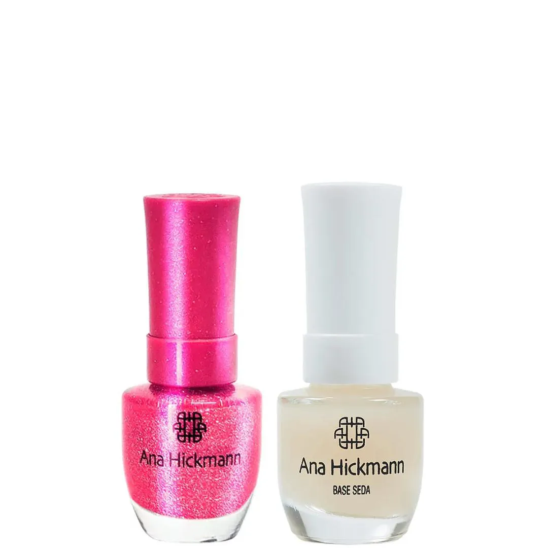 ANA HICKMANN KIT DE ESMALTE COR FLAMINGO + BASE SEDA