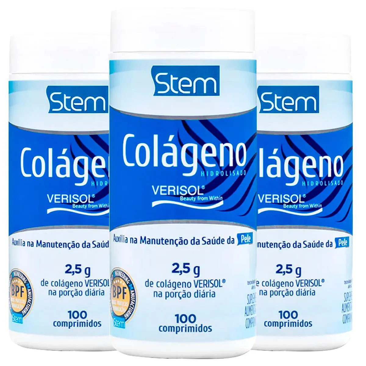 KIT 3 COLáGENO HIDROLISADO VERISOL STEM 100 COMPRIMIDOS