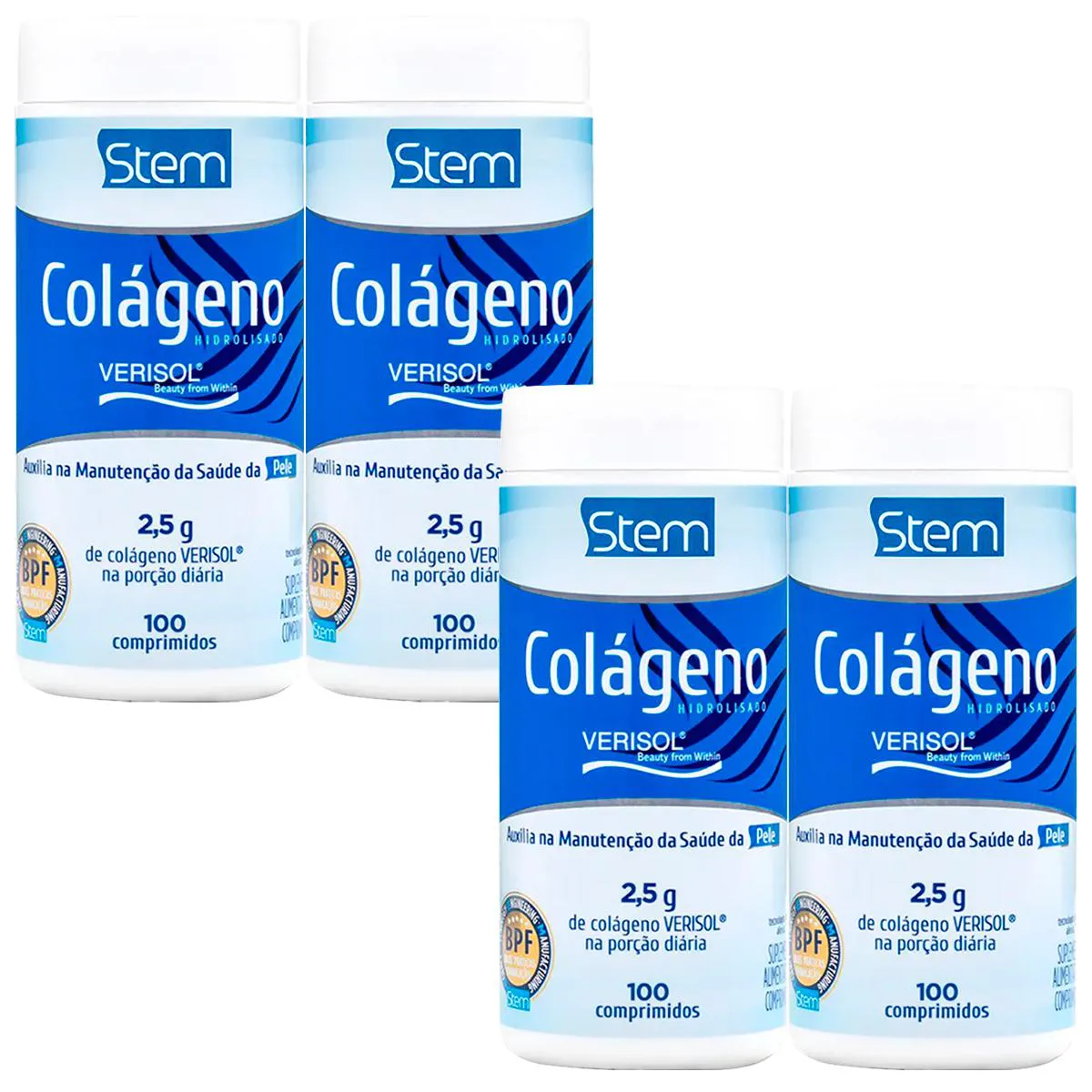 KIT 4 COLáGENO HIDROLISADO VERISOL STEM 100 COMPRIMIDOS