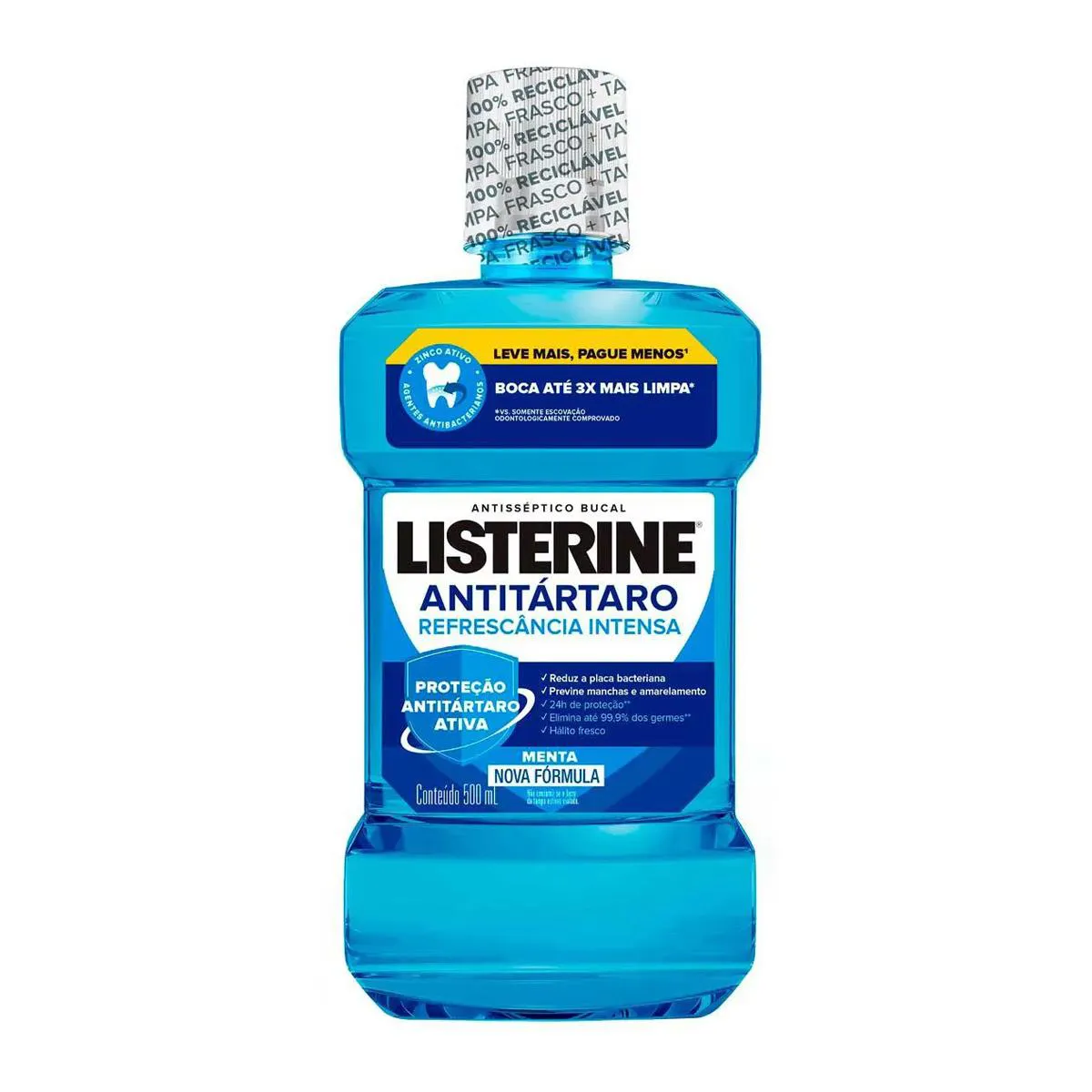 ENXAGUANTE BUCAL ANTITáRTARO MENTA REFRESCâNCIA INTENSA 500ML LISTERINE