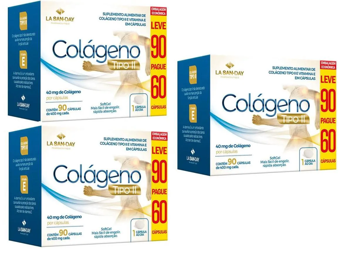 KIT 3 COLáGENO TIPO II L90/P60 CáPSULAS - LA SAN DAY