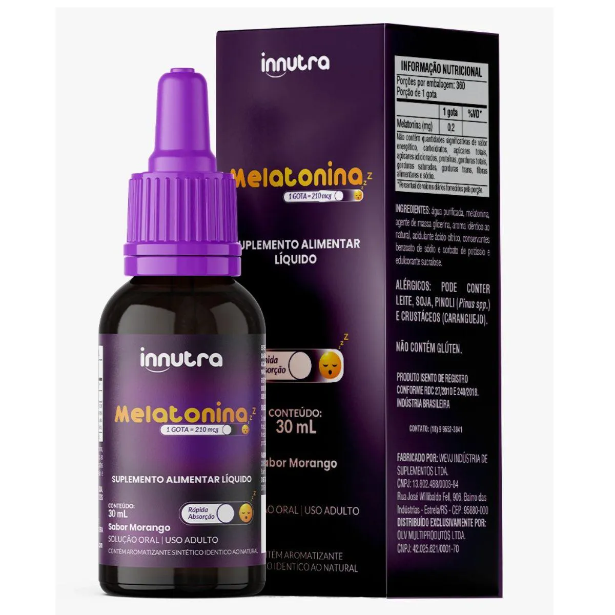 MELATONINA EM GOTAS SUBLINGUAL SABOR MORANGO 30ML
