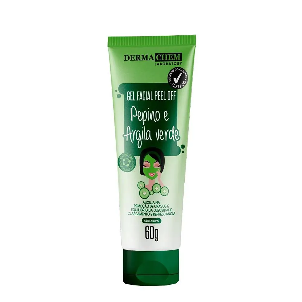 GEL FACIAL PEEL OFF PEPINO E ARGILA VERDE 60G - DERMACHEM