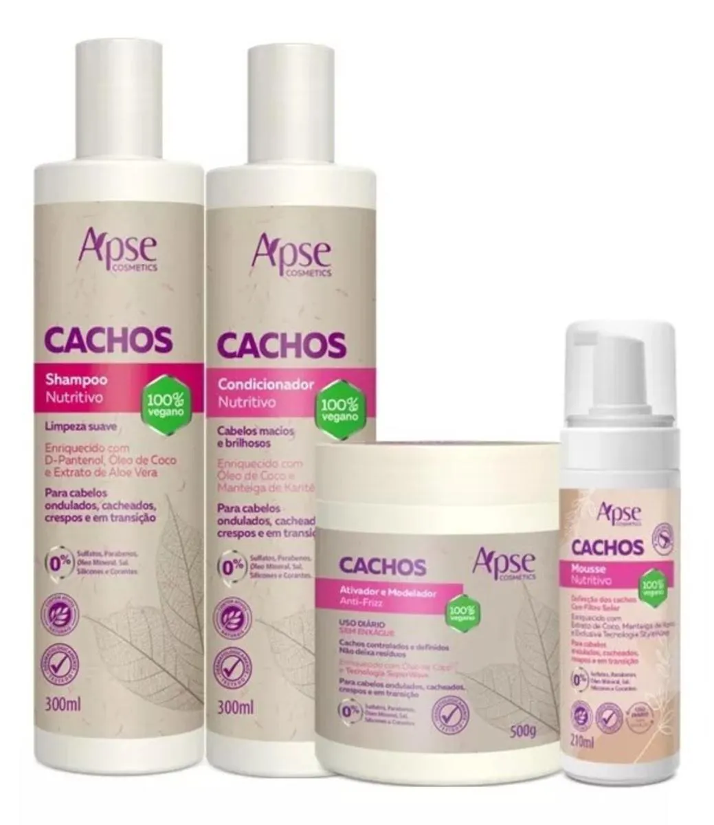 KIT CACHOS SOS SHAMPOO CONDICIONADOR ATIVADOR MOUSSE APICE