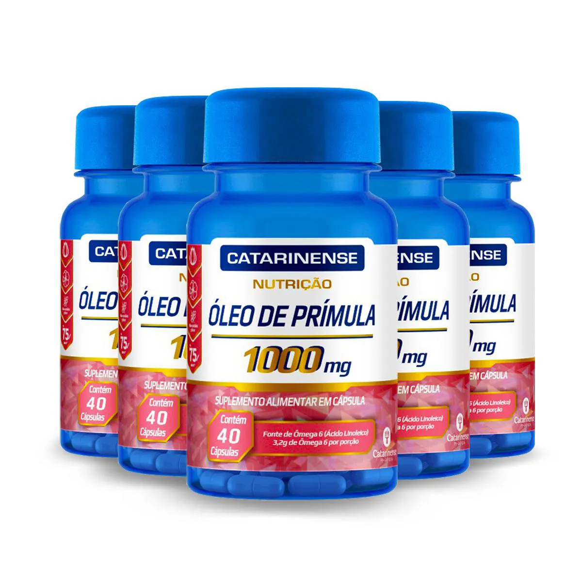KIT 5 ÓLEO DE PRíMULA 1000MG - CATARINENSE 40 CáPSULAS